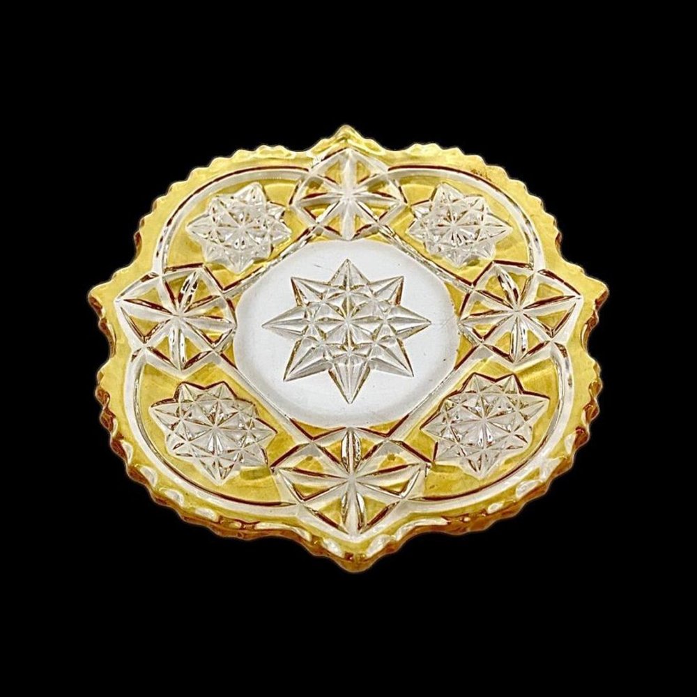 Vintage Bohemian Yellow Tinted Crystal Dish